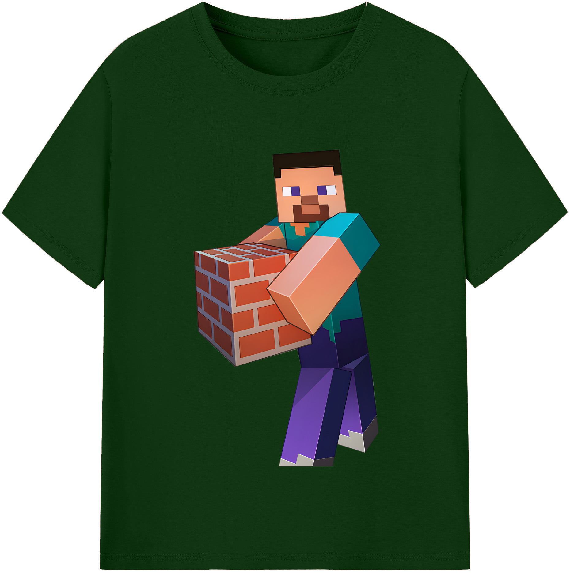 （画像用） マインクラフト ブロックの世界 Minecraft MC Block world 綿100％半袖Tシャツ（フロントプリント）